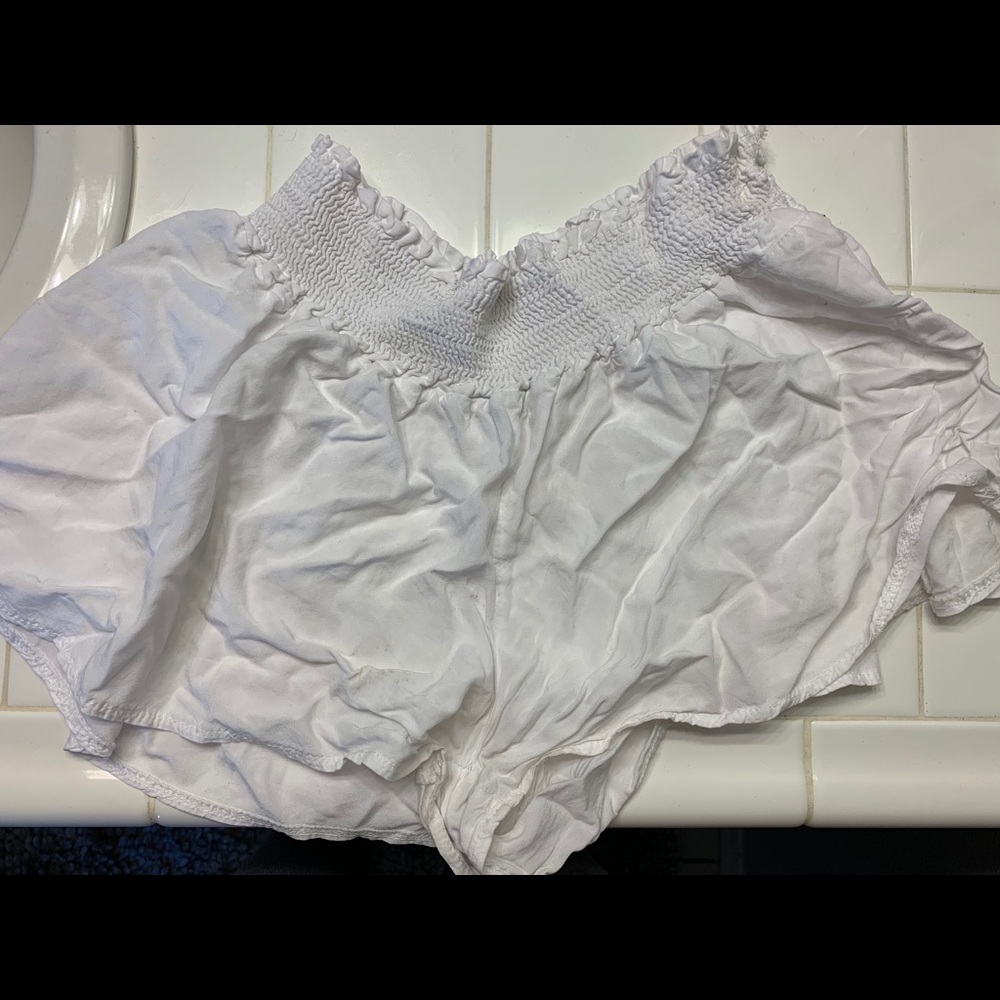 white bathing suit cover shorts
